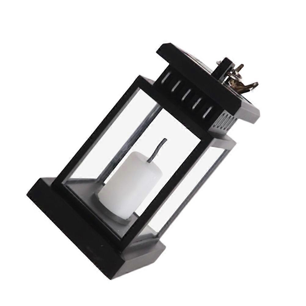 Black Solar Lantern for Outdoor Decor with Retro Design Durable Plastic Compact Size 4.5x5.5 Inches