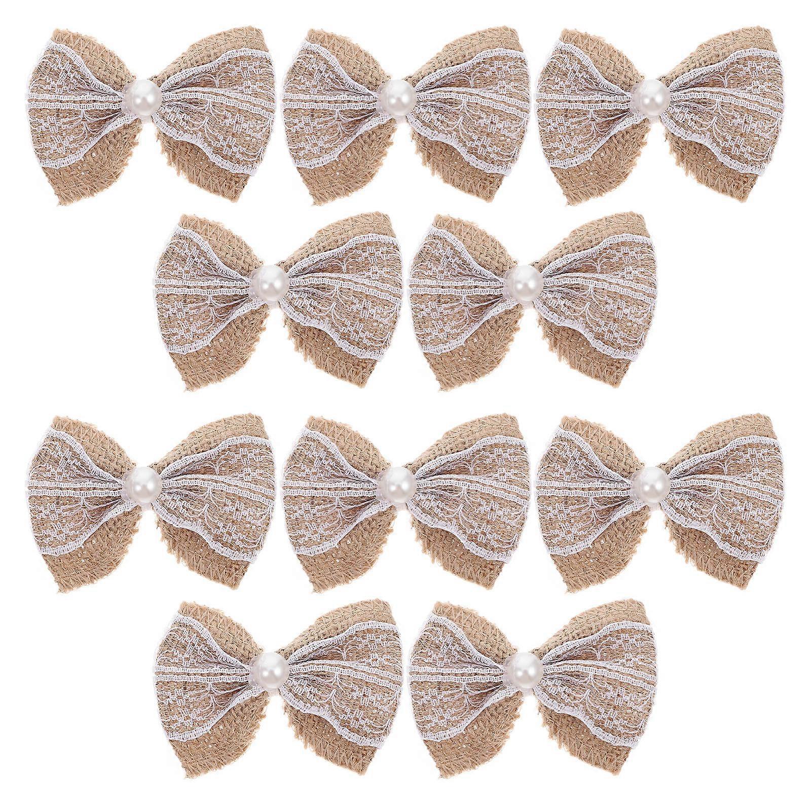 Mini Linen Bows for Crafts Wrapping Bows 10Pcs Craft Bow Supply Multi