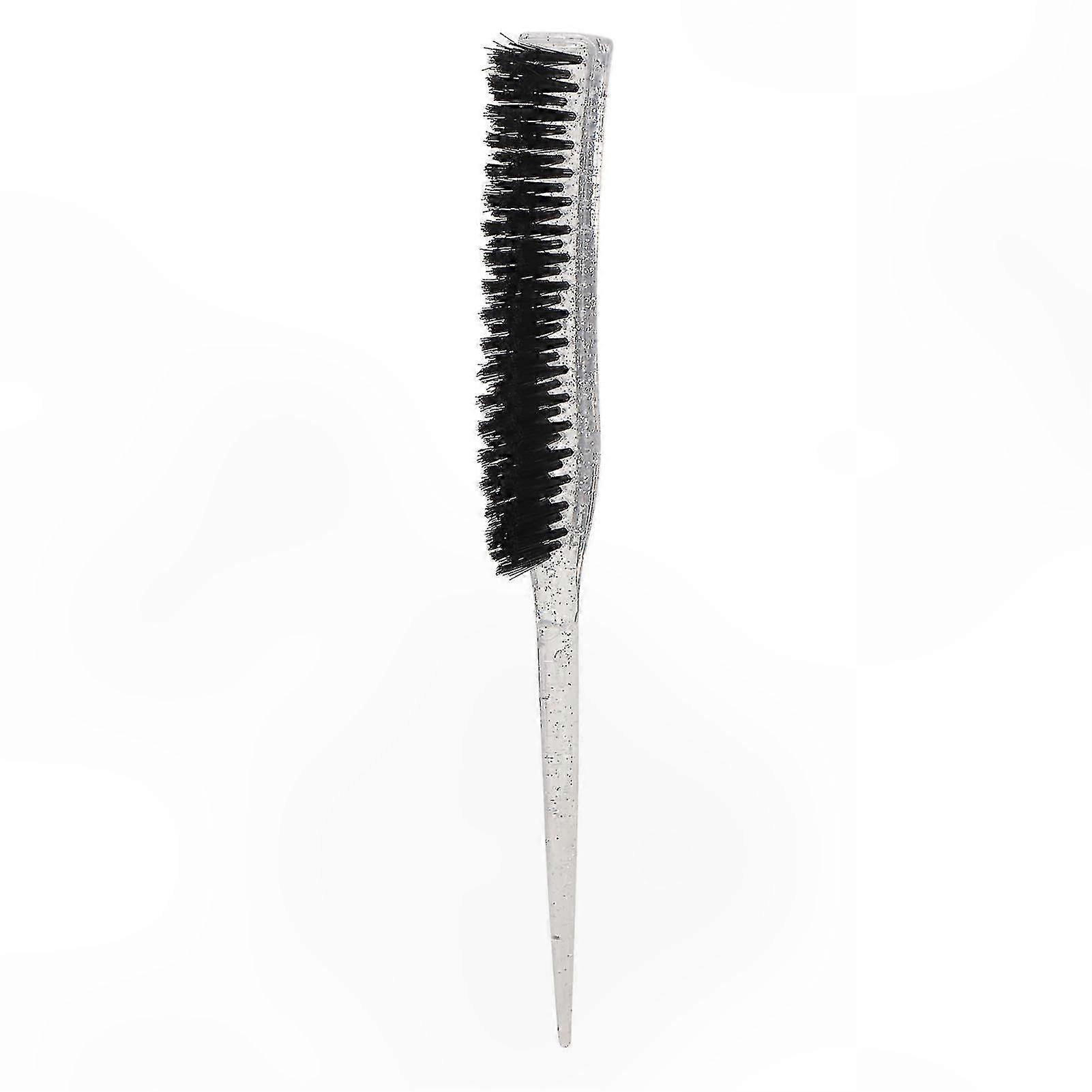 Shimmering Handle Rat Tail Teasing Brush - Soft Nylon Bristles for Effortless Back Combing