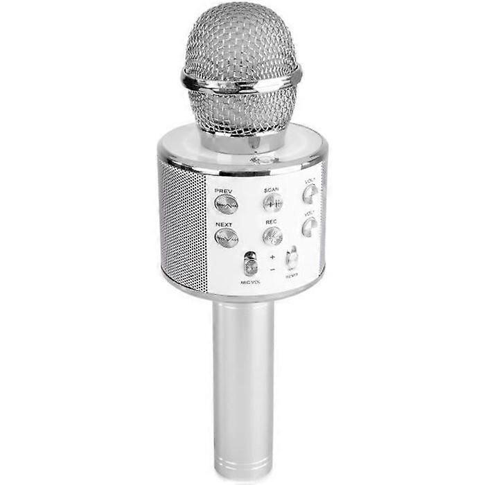 MAX KM01 Wireless Karaoke Microphone - Silver - Built-in Speaker