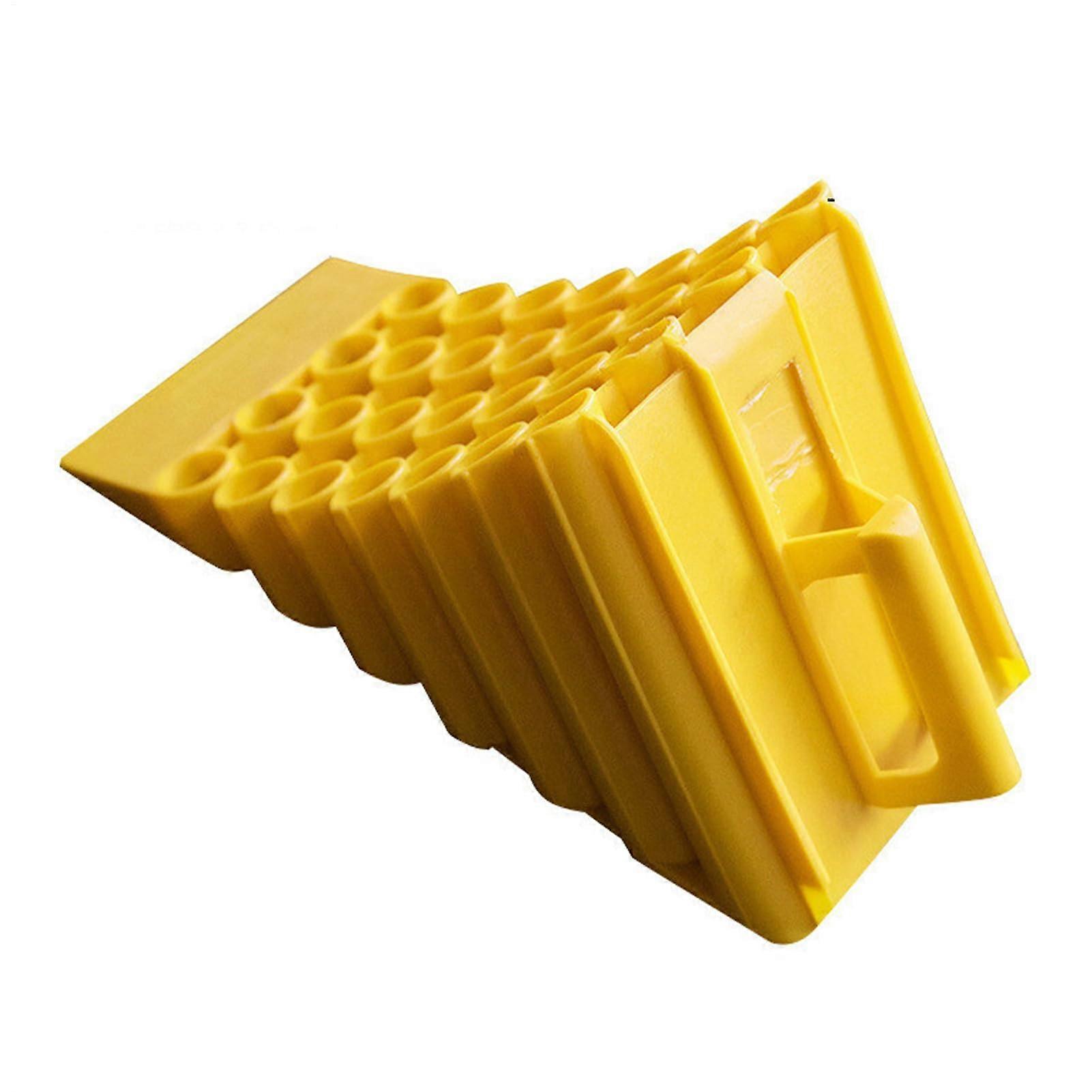 Tire stopper Tire saver Wheel chock performance vehicle block with iron sheet, durable PE material, ideal for garages and travel safety.