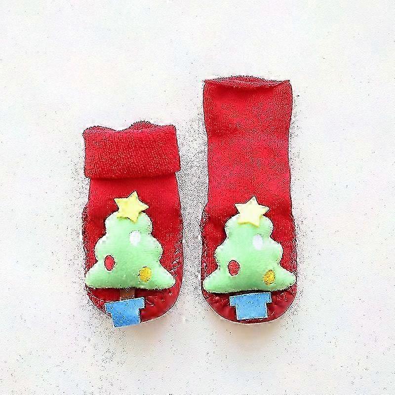 Santa Claus Baby Non-Slip Breathable Socks for Kids Christmas Tree Design 13cm