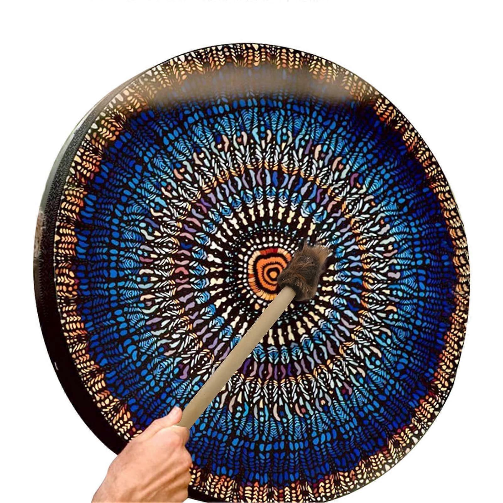 Shaman Drum PU Leather Vintage Hand Drum For Beginners, Frame-Compatible For Table Decoration