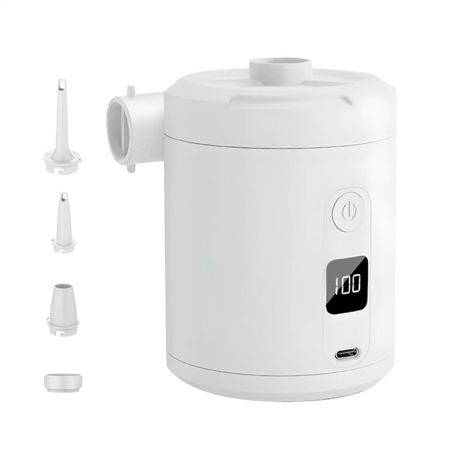 Rechargeable Air Pump Digital Display Mini Size For Quick Inflation USB Charging Wireless Portable For Inflatables White
