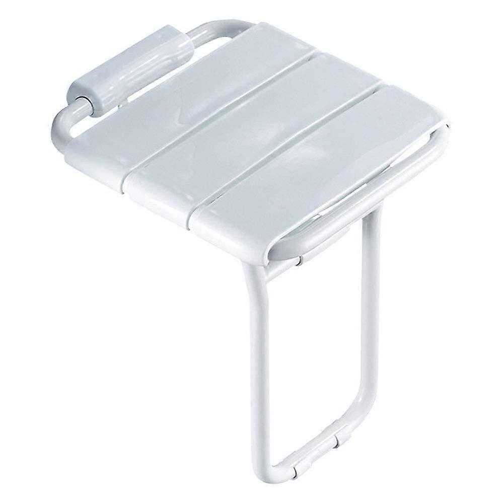 Foldable Wall Shower Stools Wall Mounted Shower Seat Anti Slip With Legs White 36x40 CM Inside Shower Bench Adjustable