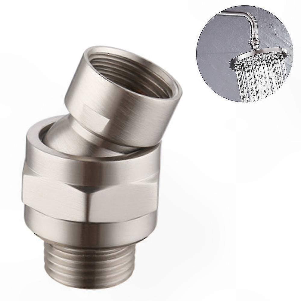 Adjustable Shower Head Swivel Adapter with Ball Joint Connector, Universal Brushed Nickel Extension Arm for Shower Fixtures