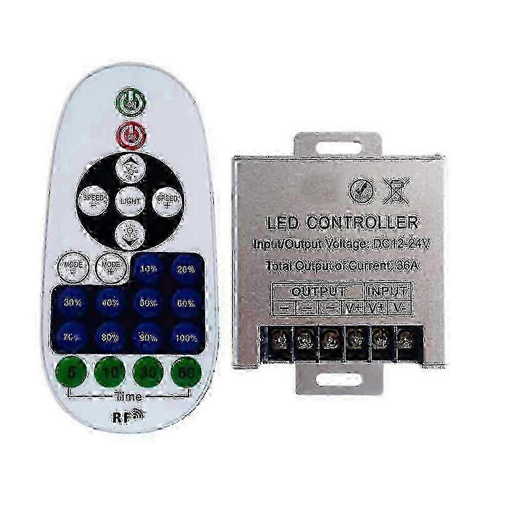 360W Dimmer Remote LED Controller Box for Single Color Strip Lights - 23-Key IR Remote Kit for DC 12-24V Dimming Solutions