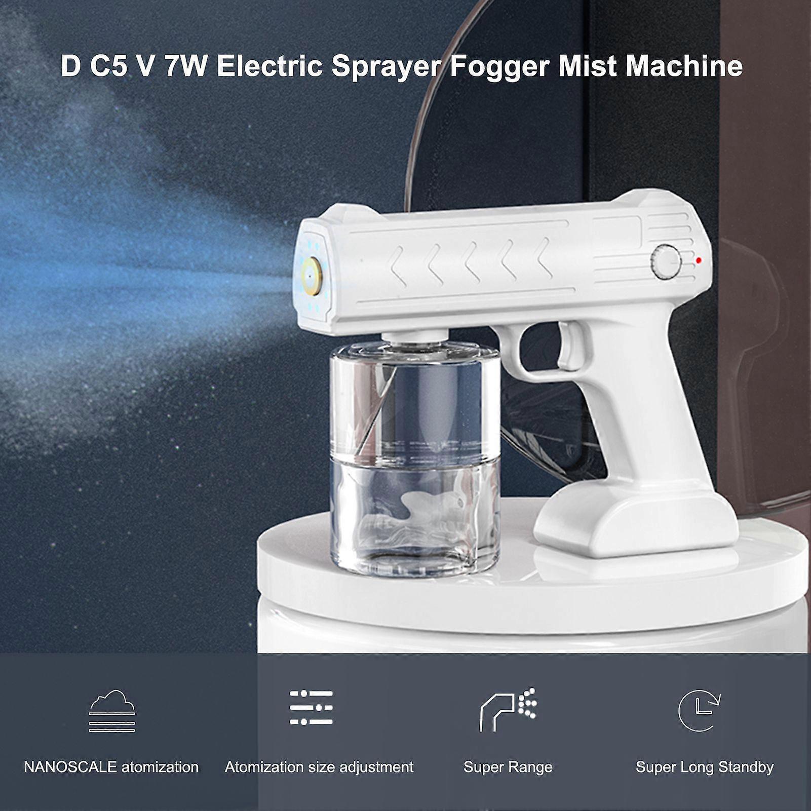 D C5 V 7W Electric Sprayer Fogger Mist Machine Spray Atomizer Steam G-un with Blue Light USB Powered Operated 500ml Capacity Jar Built-in 4000mAh High