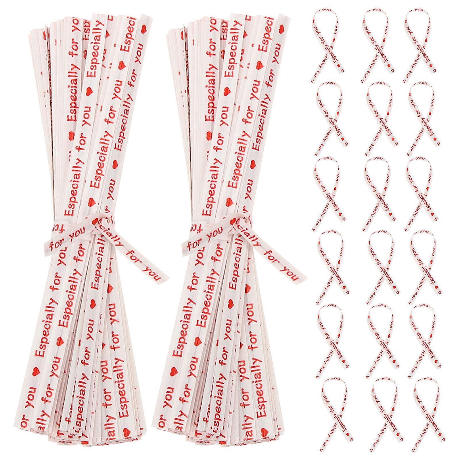 Wire Ties Cake Pops Heart-Shaped Twisted Tie White Paper Metal Material for Baking Diy 2000Pcs