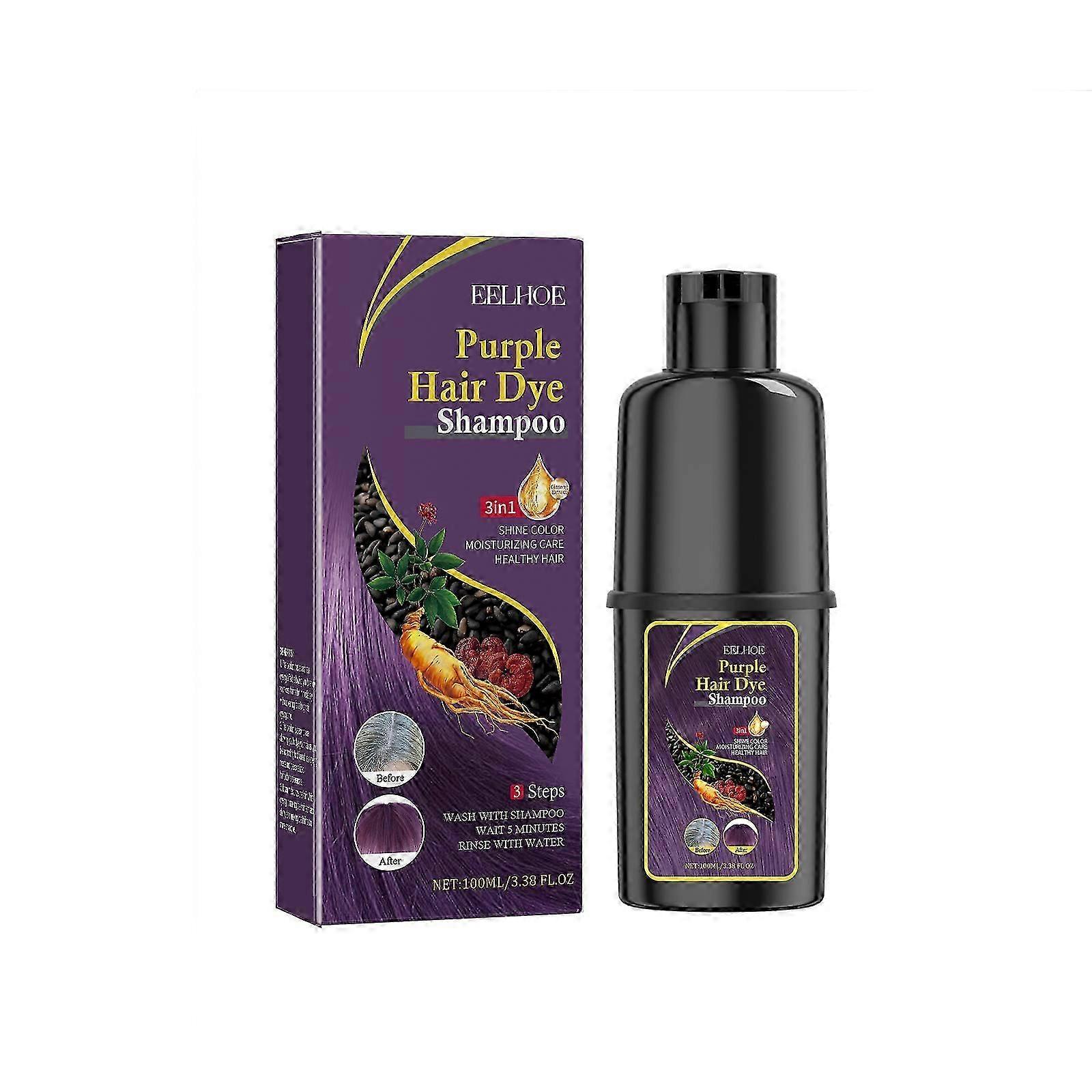 Shampooing colorant pour cheveux noirs EELHOE (violet) Cuir chevelu doux, non irritant et hydratant, shampooing capillaire facile à changer de couleur