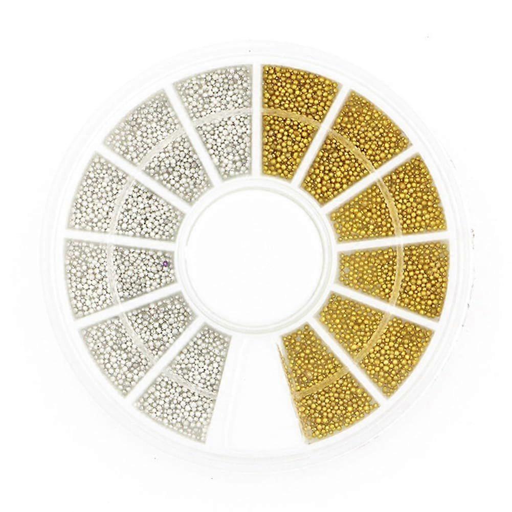 ビーズネイル971シルバーゴールドパールビーズキャビアミックスマニキュアDIYネイルアート