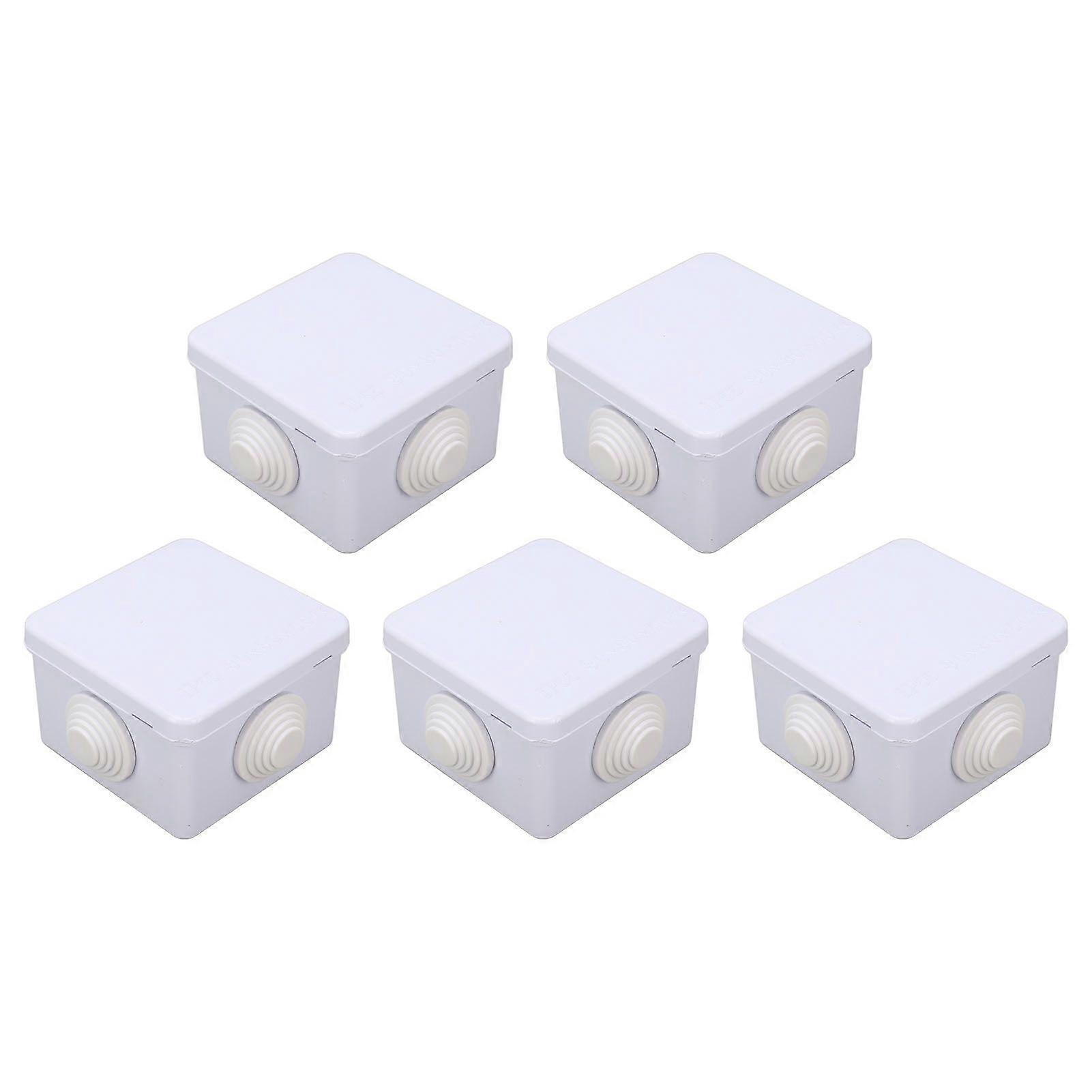 5Pcs Plastic Waterproof Cable Box with Rubber Plug IP55 Waterproof Plug Junction Wire Box
