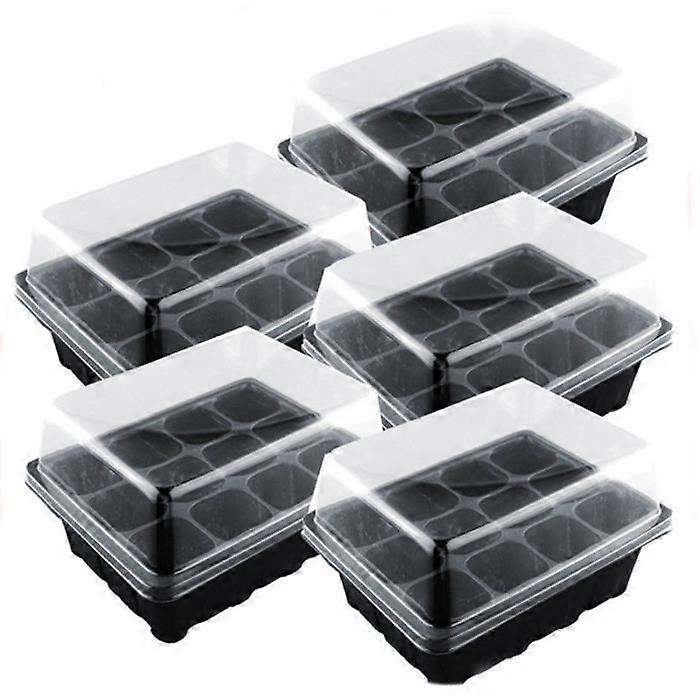 12 Cell Nursery Pot Set - SODIAL - Black - Rectangular - Plastic
