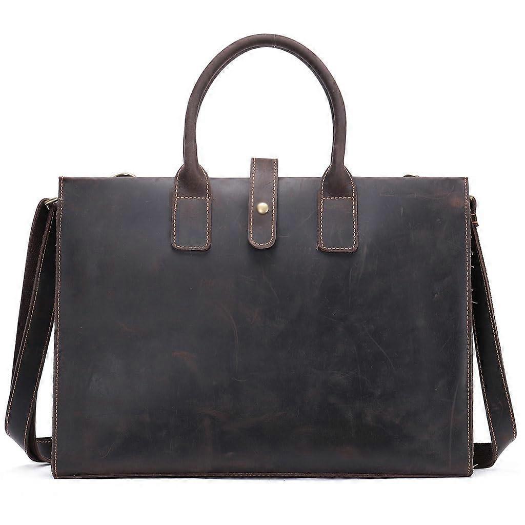 Leather Briefcase For Men Retro Style Large Capacity 39x8x29 Cm Black