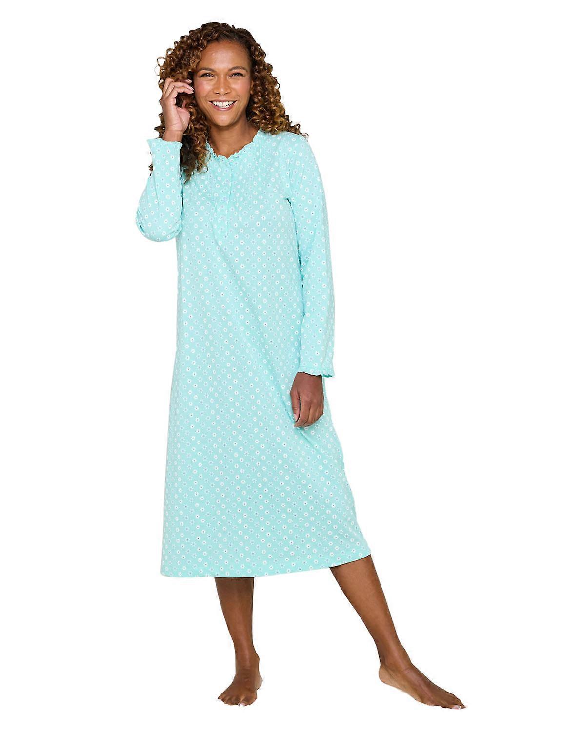 Long Sleeve Nightdress Cotton Button Nightie Elsa Floral Print