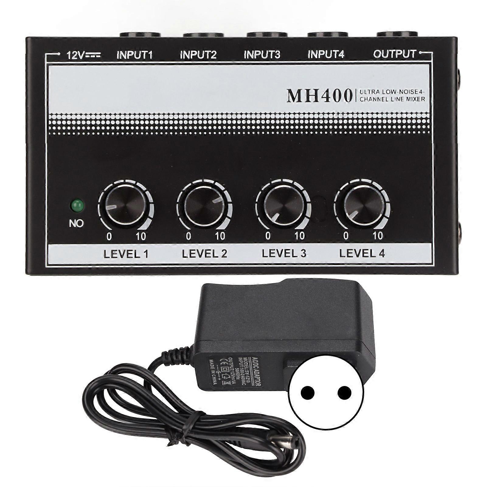 4 Channel Line Mixer Compact Stereo Low Noise Portable Line Mixer for Clubs and Bars 100?240VEU Plug