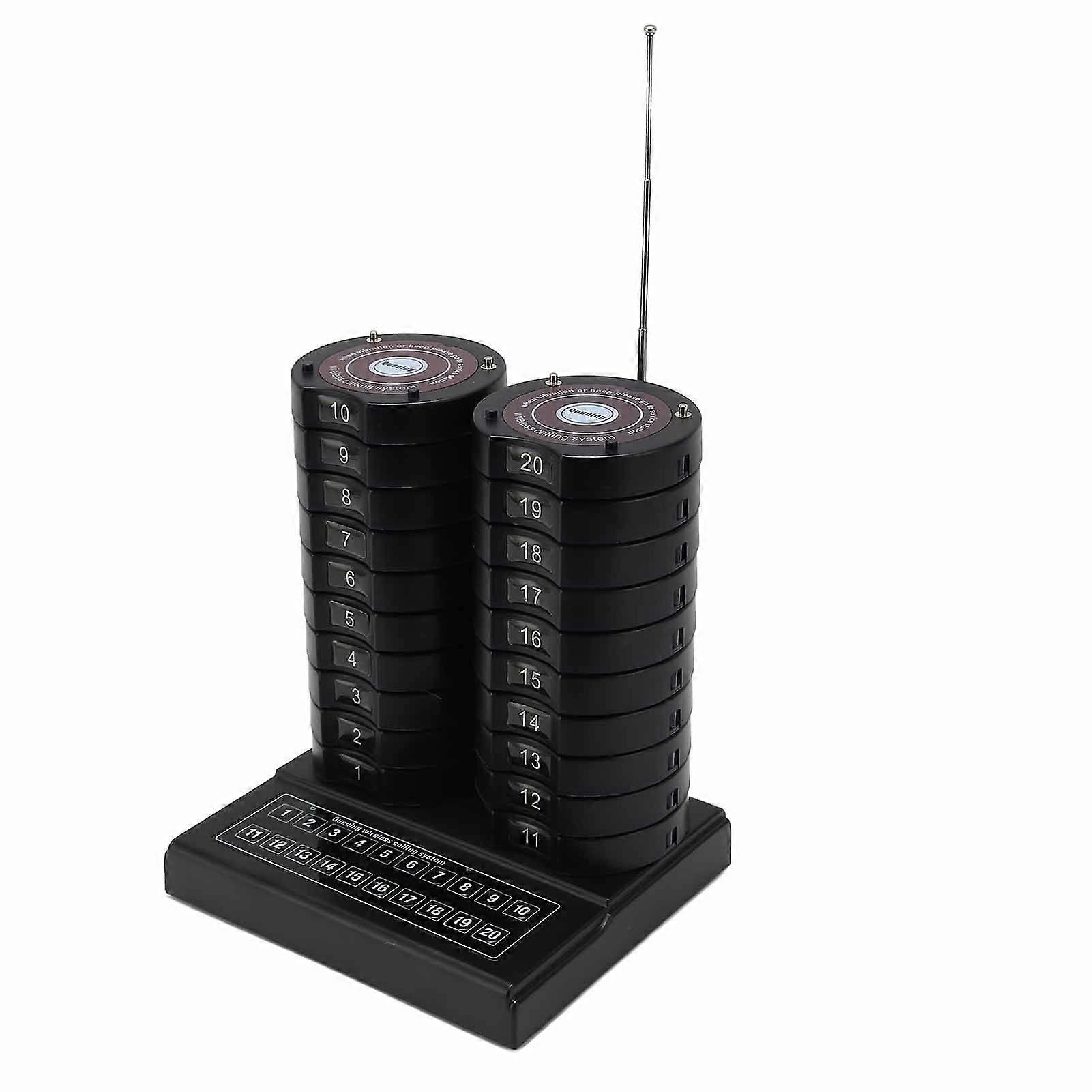 Wireless Calling System 1 to 20 20 Channels Plug and Play Restaurant Pager Systems for Pizza Stores
