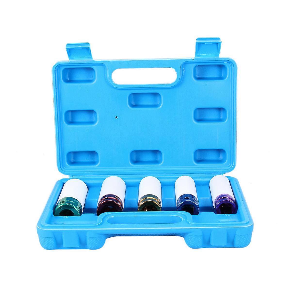 Metal Socket Adapter Set for Car Nut Repair and Removal with Assorted Colors 15mm 17mm 19mm 21mm 22mm