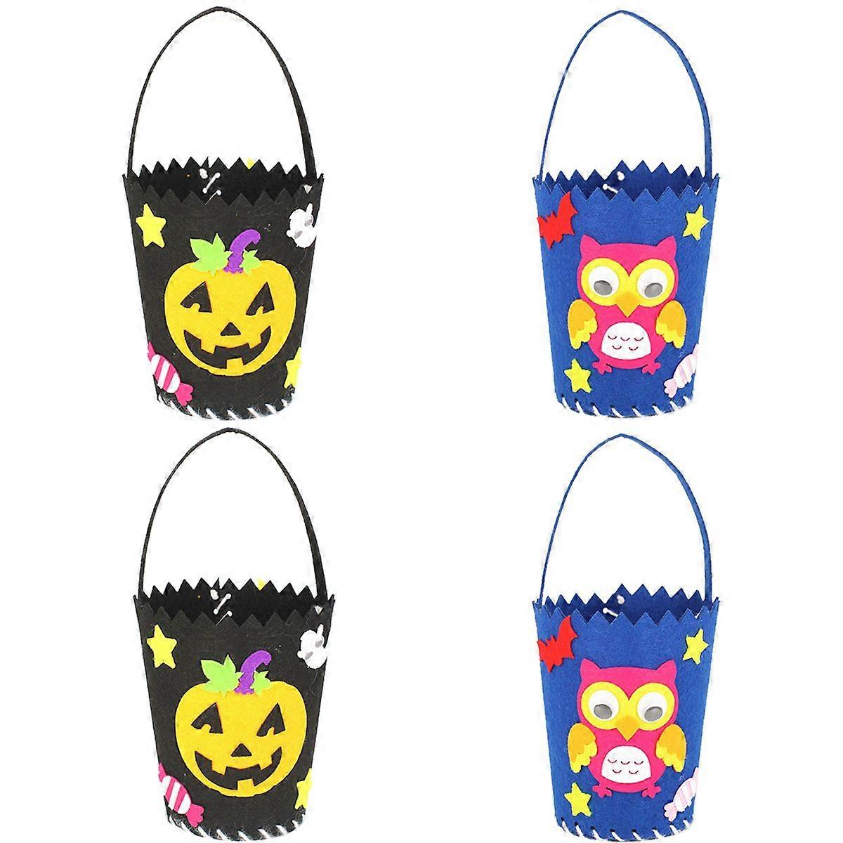 4 Sets DIY Handbag Halloween Patch Sewing Bag Candy Bag Material for Kid