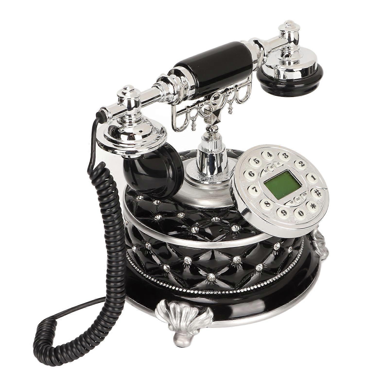Vintage Landline Button Dialing Hands Free Classical Fixed Telephone with LCD Display for Home Hotel Office