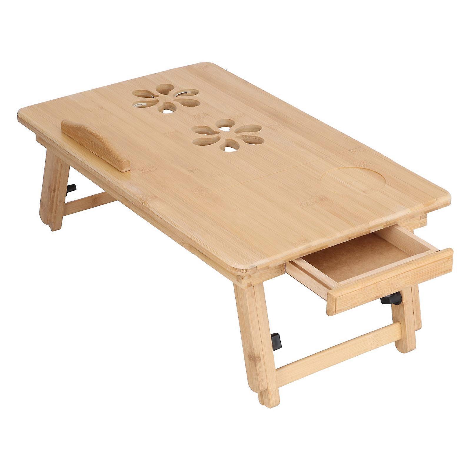 Multi-Function Folding Bamboo Laptop Table Adjustable Desk L
