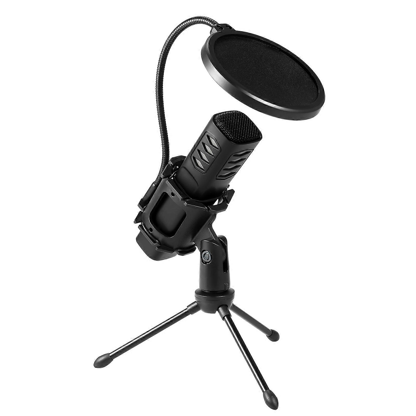 USB Cardioid Condenser Mic with Tripod & Pop Filter for PC Laptop