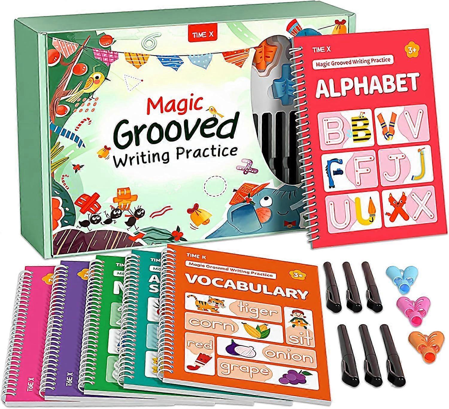 Magic Grooved Writing Practice Books, Reusable Handwriting Practice Books, Groove Workbooks, Handwriting Practice for Kids 3 +, Large Writing Practice