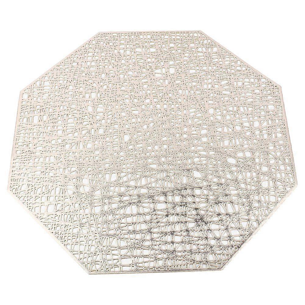 Octagonal Hollow PVC Placemat for Dining Table, Non-Slip Heat-Resistant Washable Placemat (Gold)