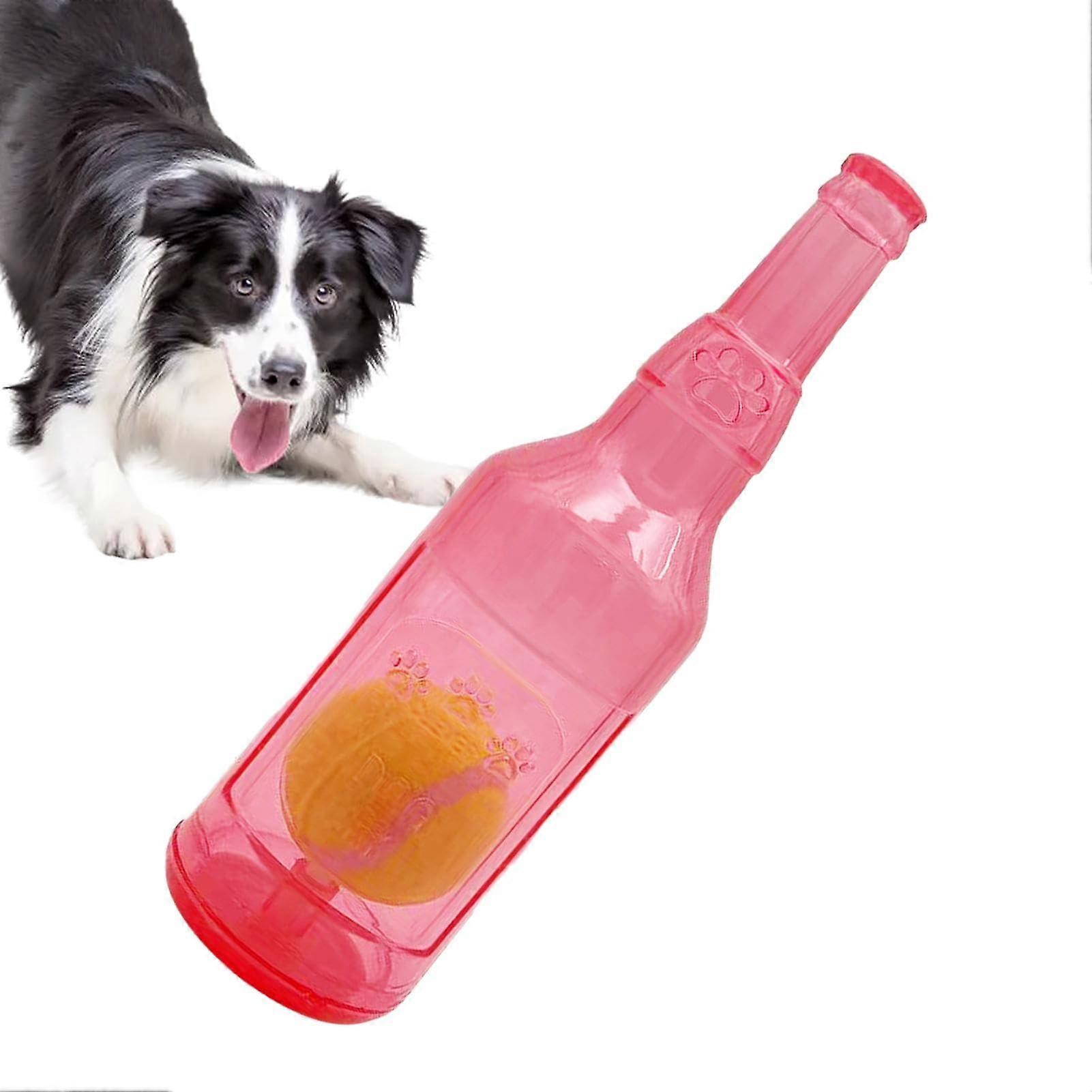 Dog Water Bottle Toy Interactive Squeaky Bottle For Aggressive Chewers With Ball Red L Bite Resistant