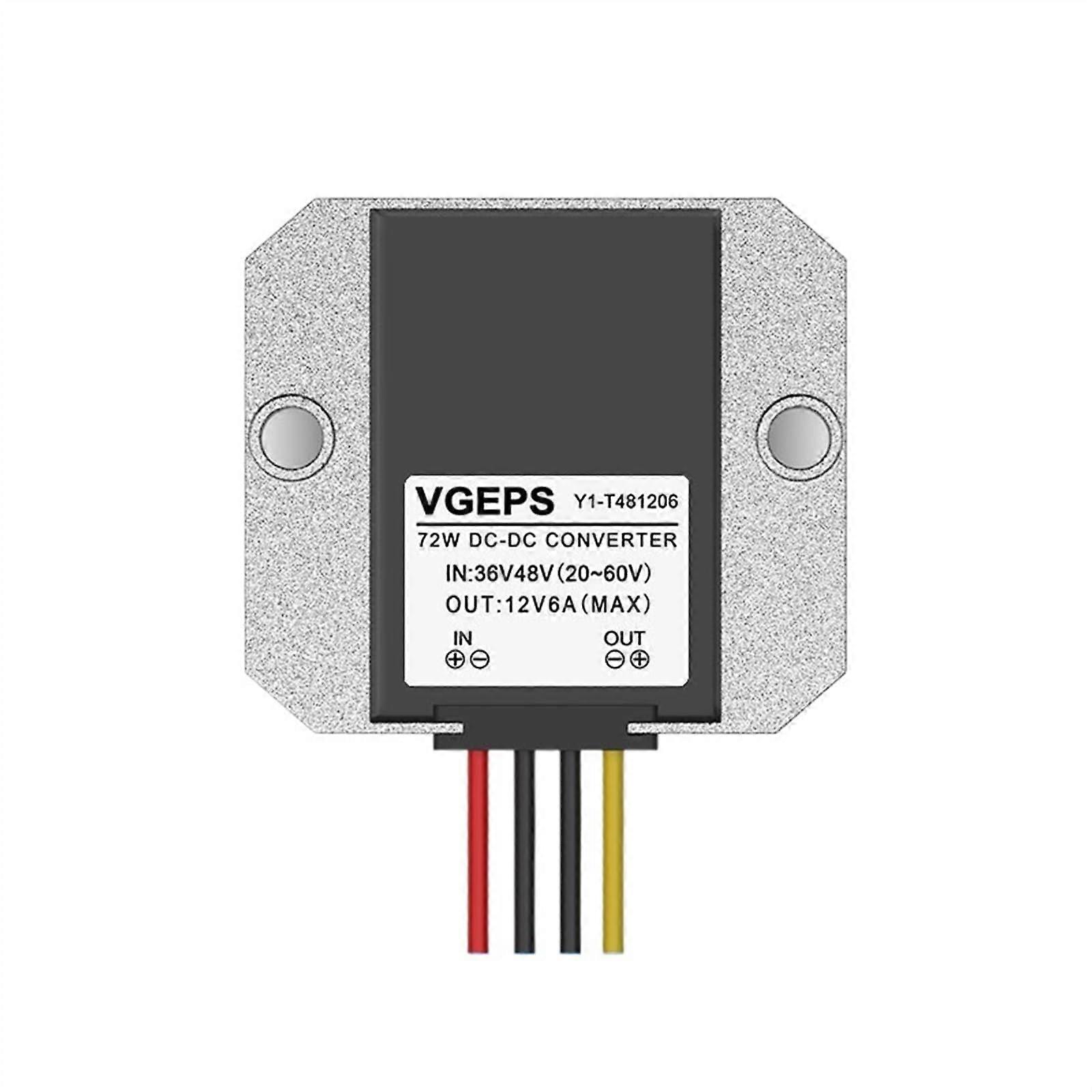 36V48V to 12V DC Power Converter Waterproof StepDown Module, 6A Output, 36V48V Input Vehicle Transformer DCDC