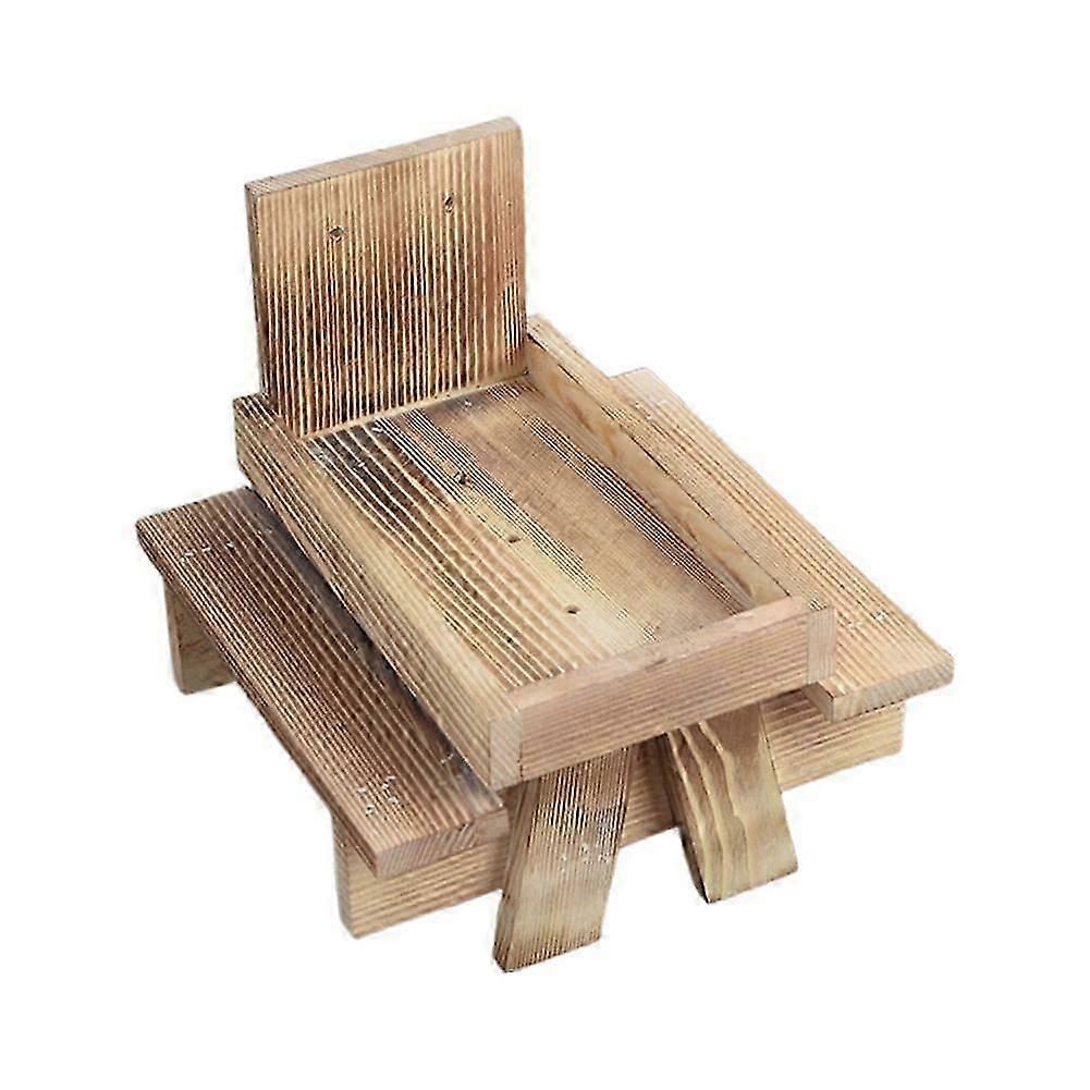 2025 Squirrels Feeder Picnic Table Wood Chipmunk Feeder with Holder