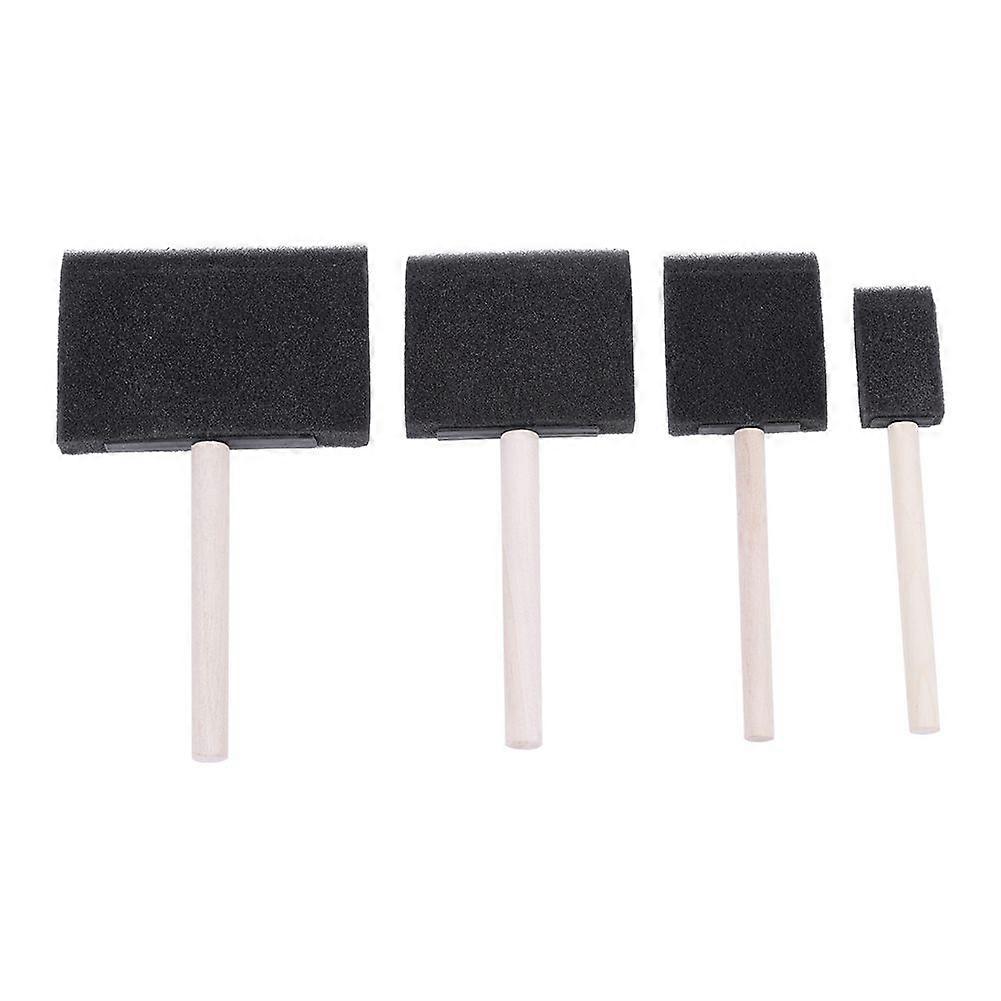 4 pcs/set Foam Sponge Brush With Wooden Handle For Painting /Graffiti/Dust Cleaning