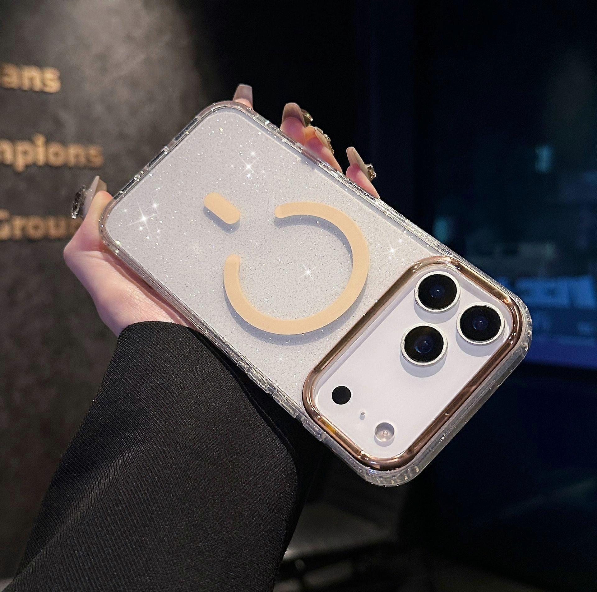 Suitable for iPhone 17 Pro/Pro Max electroplated frame gold glitter magnetic phone case