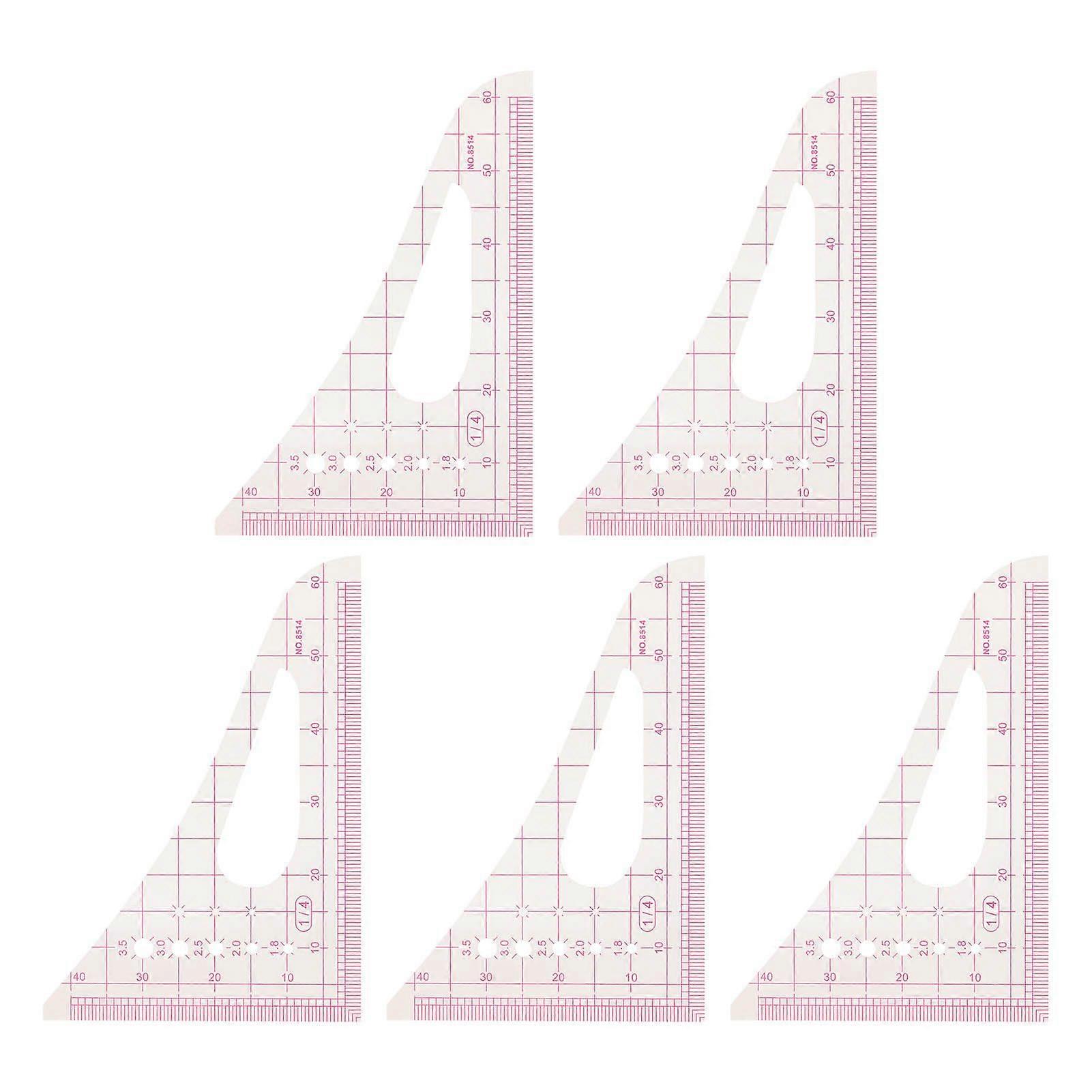 5Pcs Triangular Curve Rule Transparent High Accuracy Multifunction Pattern Sewing Rulers Set for Beginners Tailors