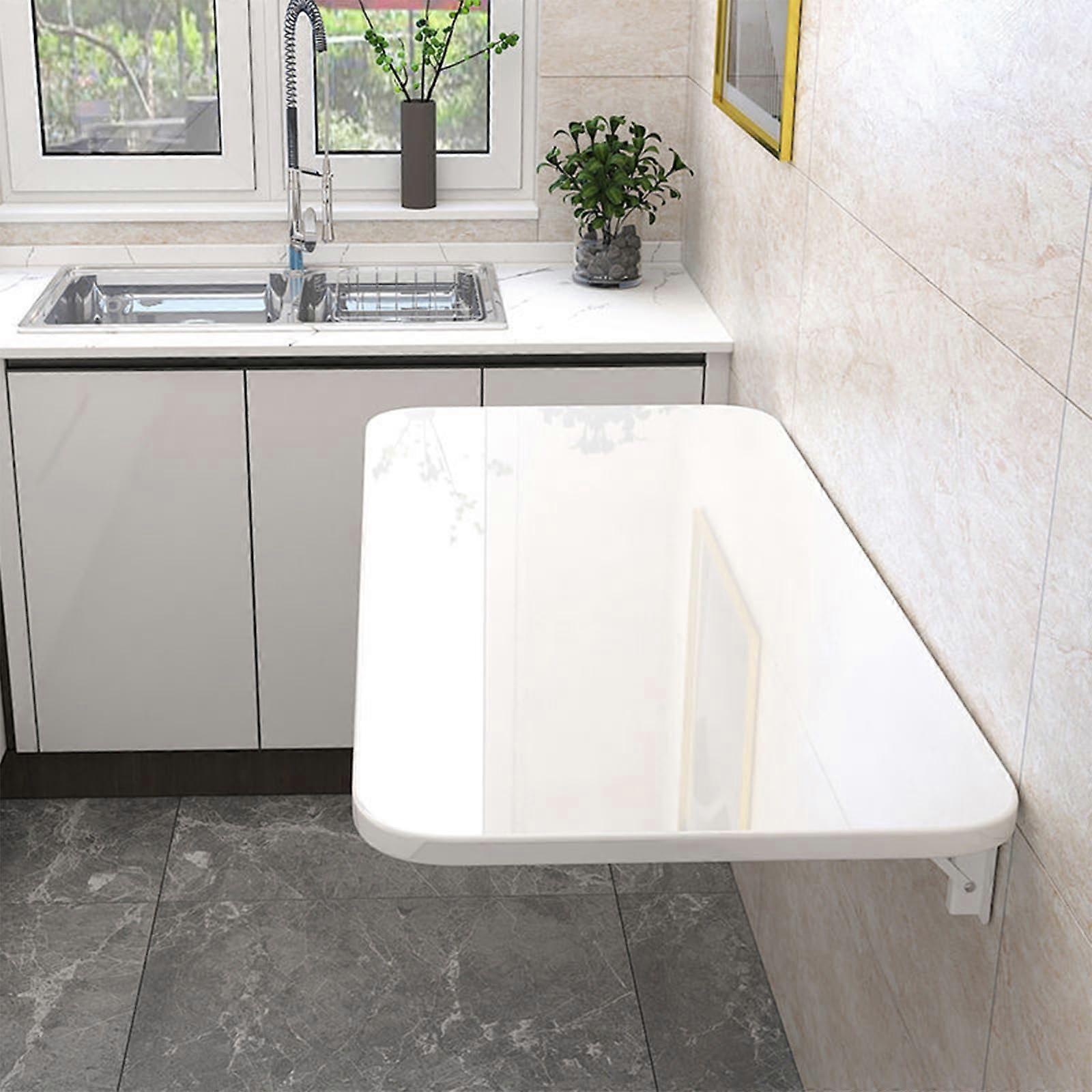 Heavy Duty Wall Mounted Table 100x50cm for Laundry Room Kitchen Home Bar - Multifunctional White Foldable Table