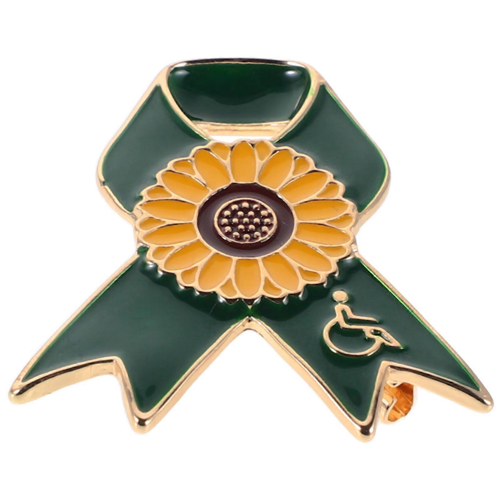 Sunflower Ribbon Brooch Pin Alloy Badge for Charity Events 2Pcs