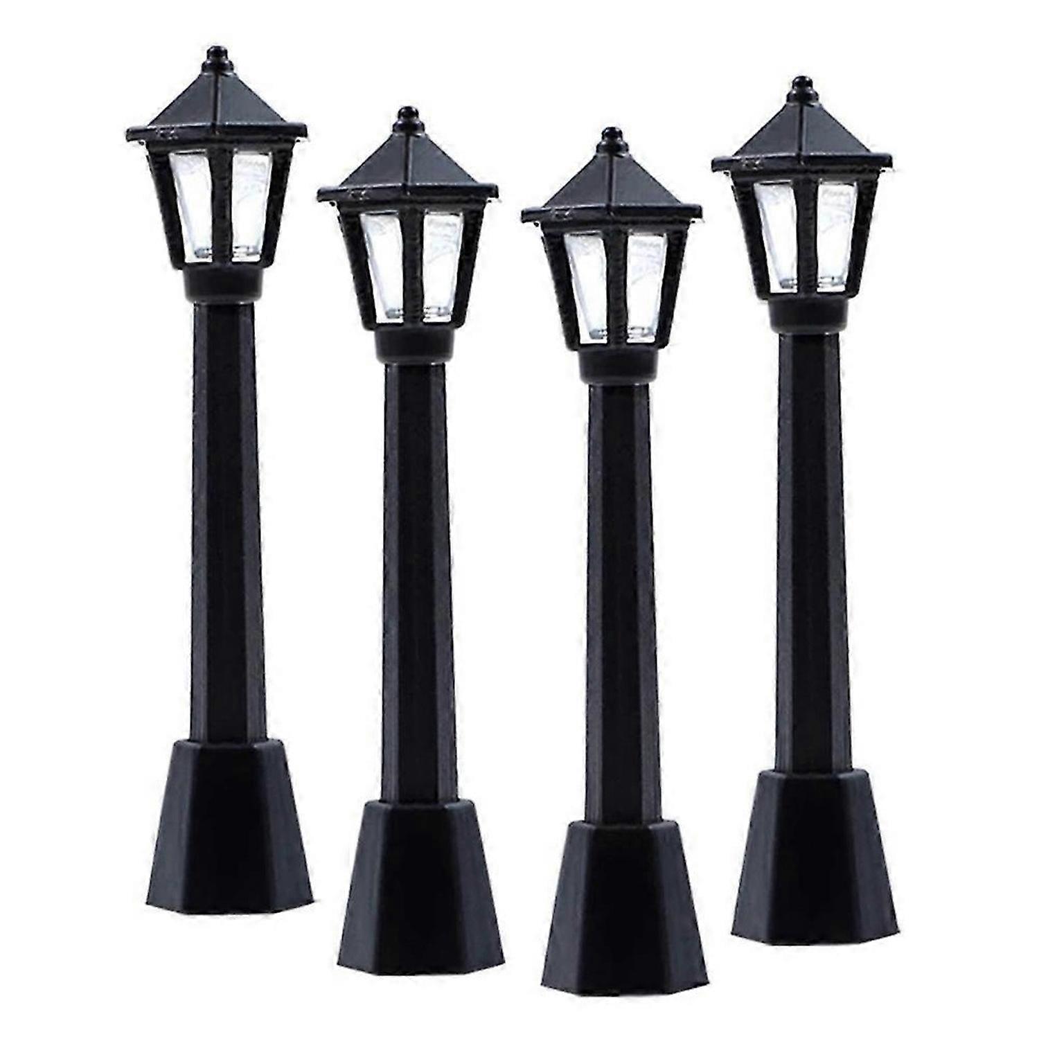 4Pcs Street Post Lights Model Railway Train Lamp Post Lights
