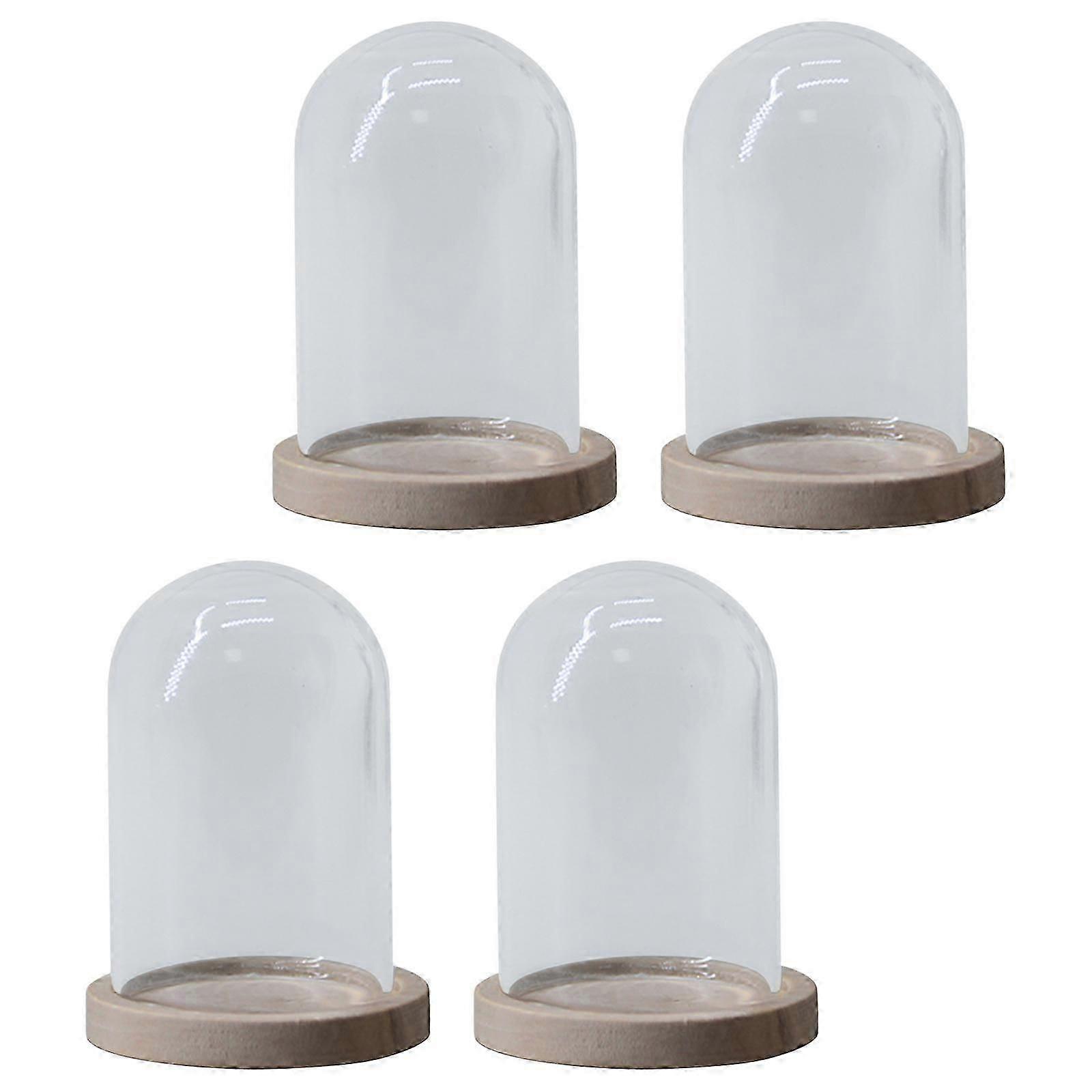 Clear Glass Cloche Dome Flower Cover Micro Landscape Holder with Base Decorative