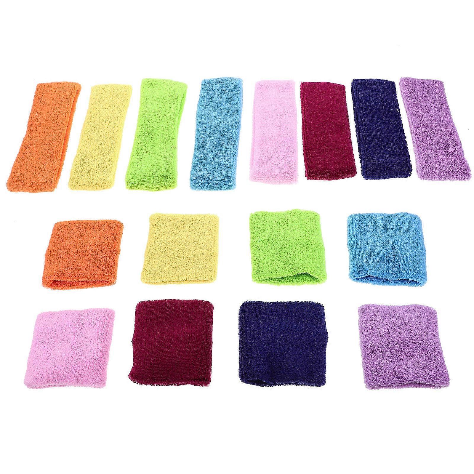 Sweatbands Headband and Wristband Set for Sports 3Sets with Assorted Colors