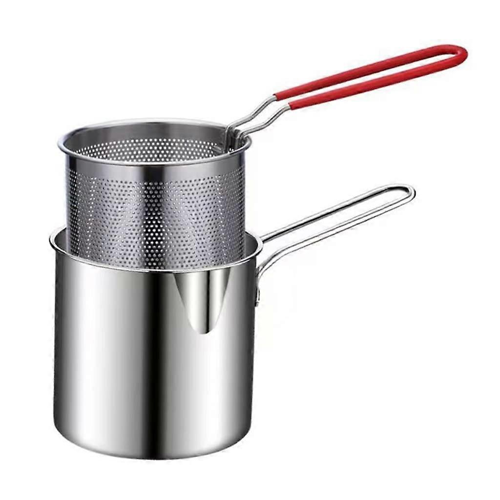 Stainless Steel Deep Fryer Pot With Solid Handle Olecranon Diversion Port Detachable Fry Pot For Home Outdoor Use