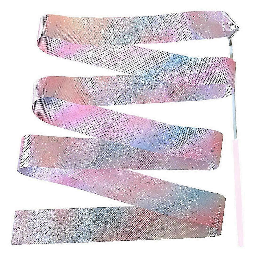 2M Twirling Ribbon Star Gymnastics Streamer for Rhythmic Dance and Ballet Practice with Rainbow Flashing Light Rod