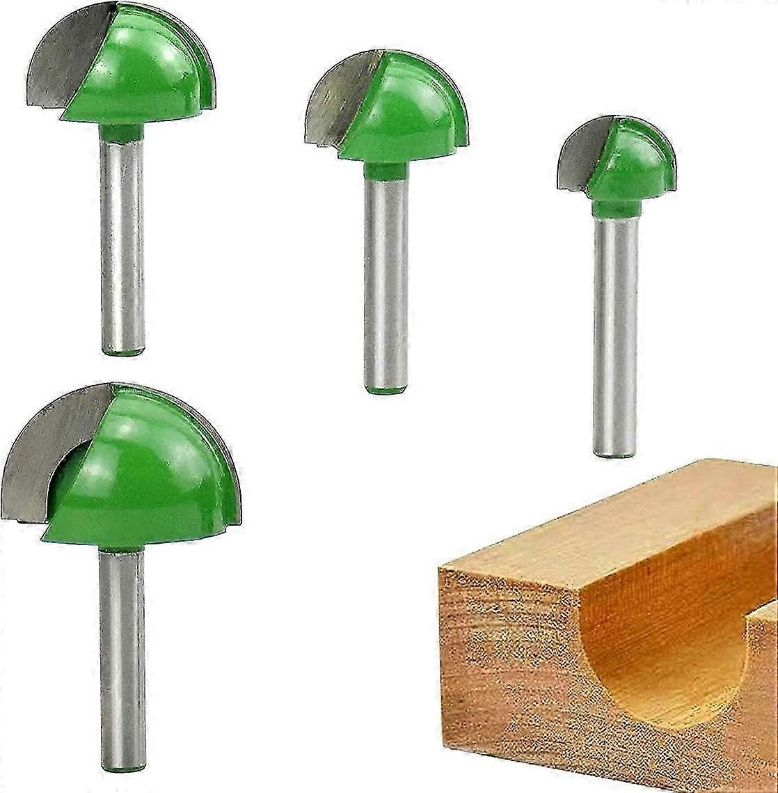 Ball End Groove Router Bits, Round Groove Router Bit Cutter for Woodworking, 6mm Shank Carbide Tipped Core Box Round Nose Grooving Router Bit Set Wood