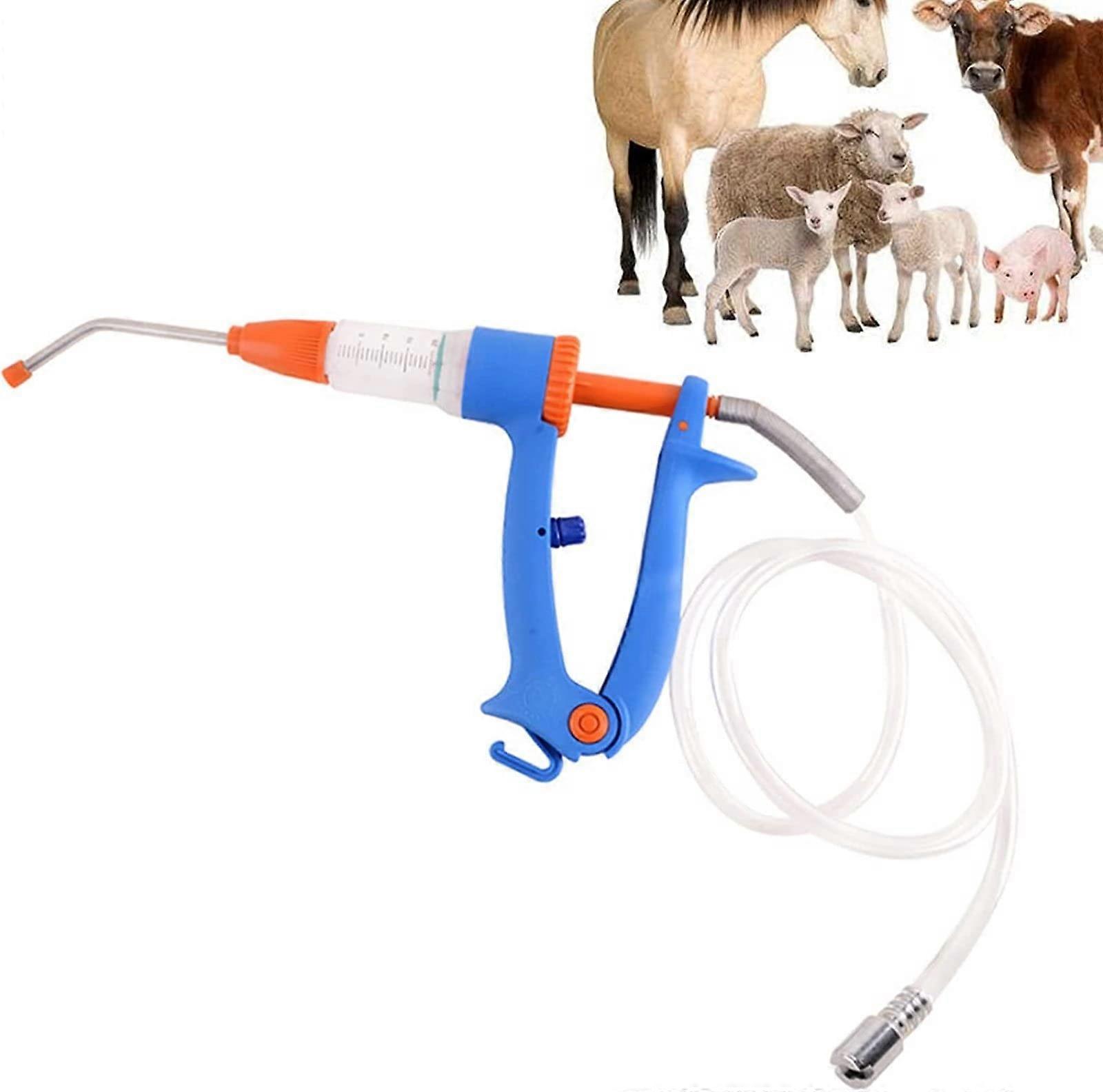 Continuous Syringe Animal Injector Gun 20ml Metal EcoFriendly Veterinary Device For Pig Cow Sheep Adjustable Oral