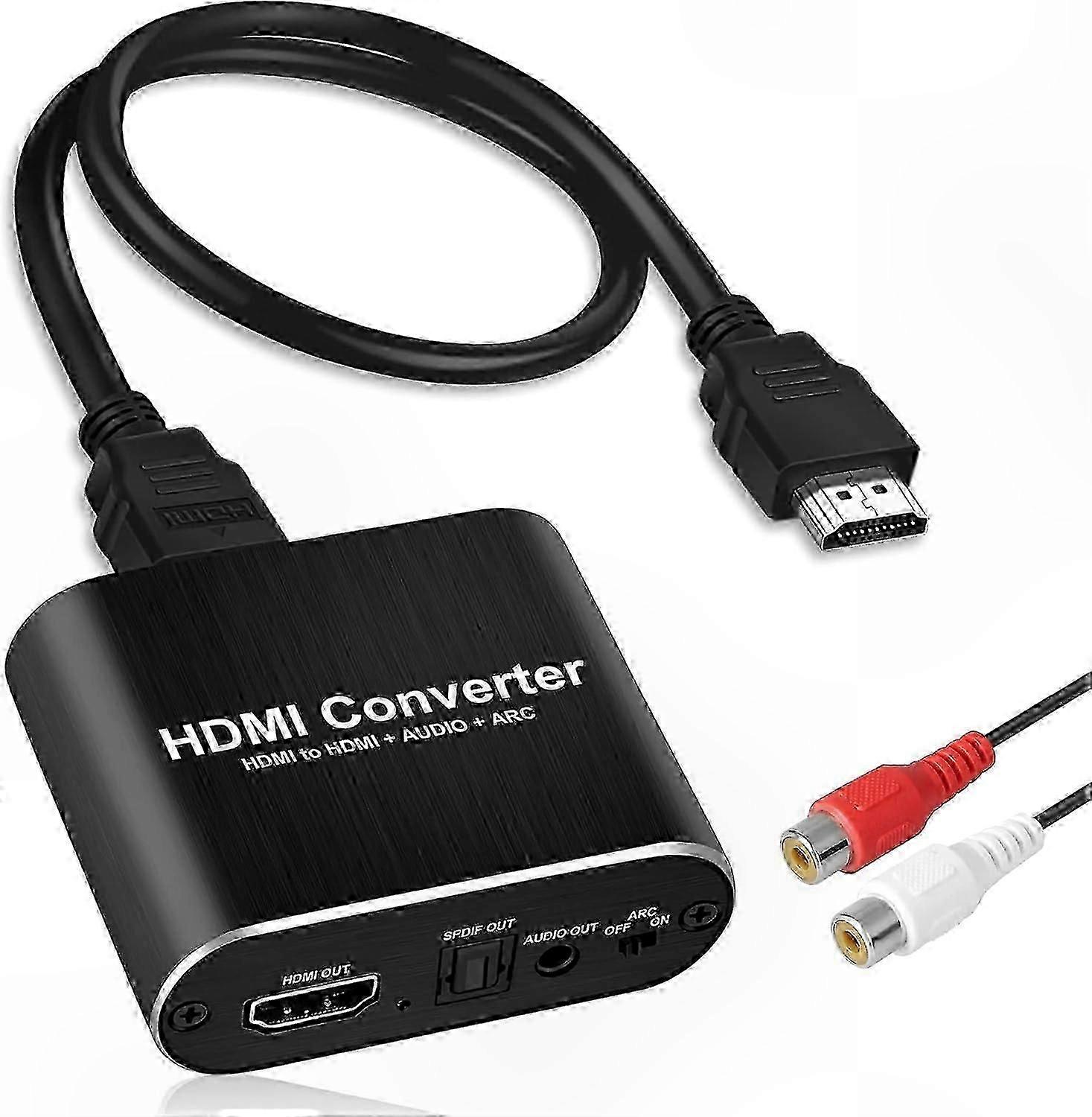 4K HDMI Audio Extractor with 1.2m Cable, Optical SPDIF and 3.5mm AUX Output, HDMI to Audio Converter Adapter for Home Theater Setup