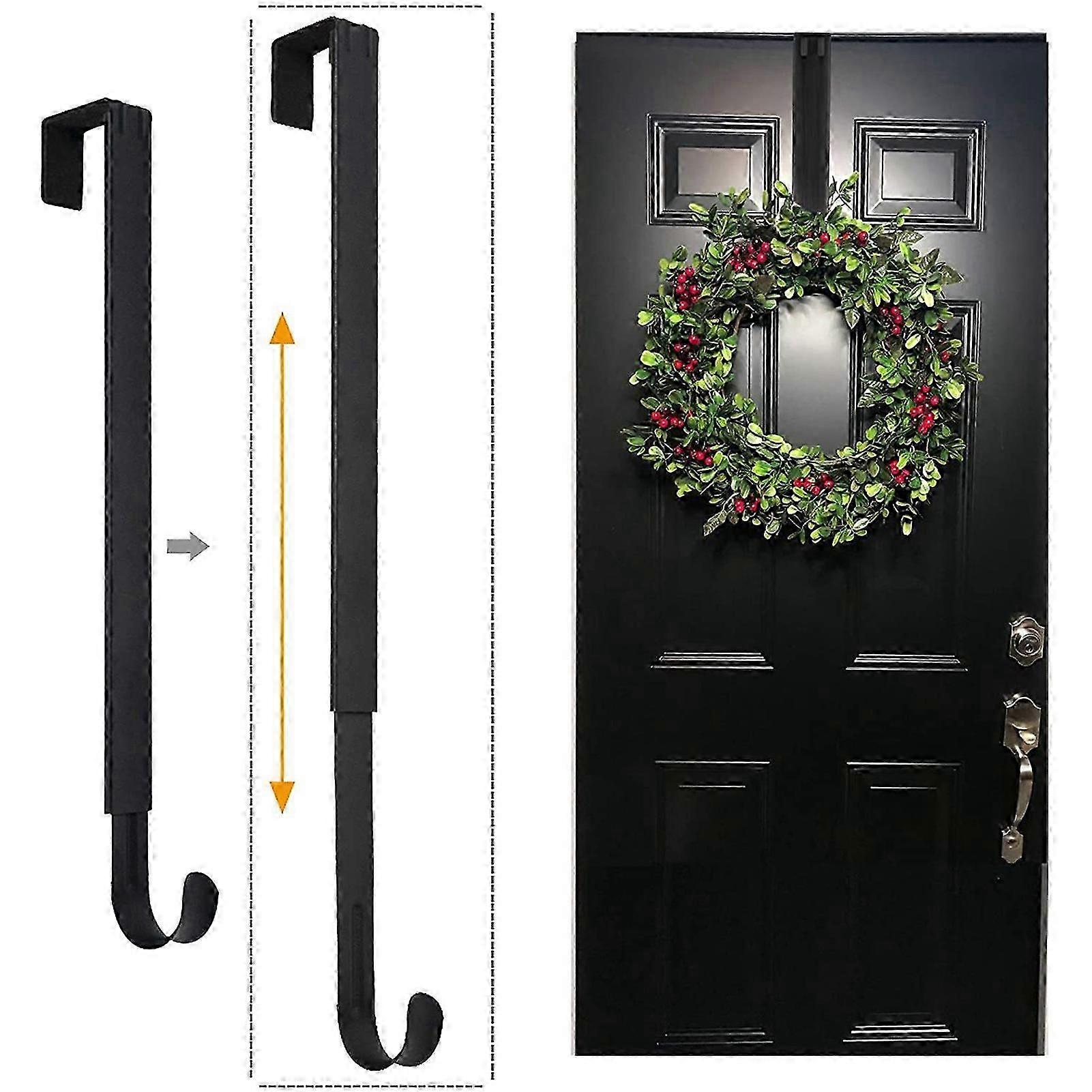 Ayarlanabilir Çelenk Kapı Askısı Kapı Kancalarına Asılan Çelenkler İçin Hasarsız Demir Kapı Askısı Noel Çelengi Siyah - DSW