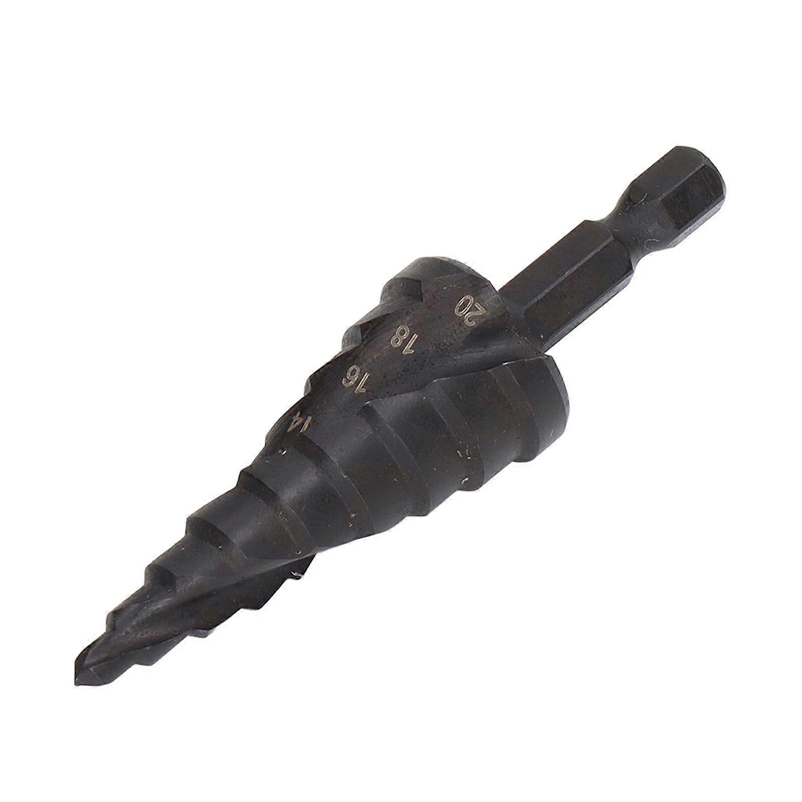 Step Drill Bit HSS Spiral Groove Pagoda Hole Reamer Hex Shank Tool for Metal Black 9 Steps(420mm)