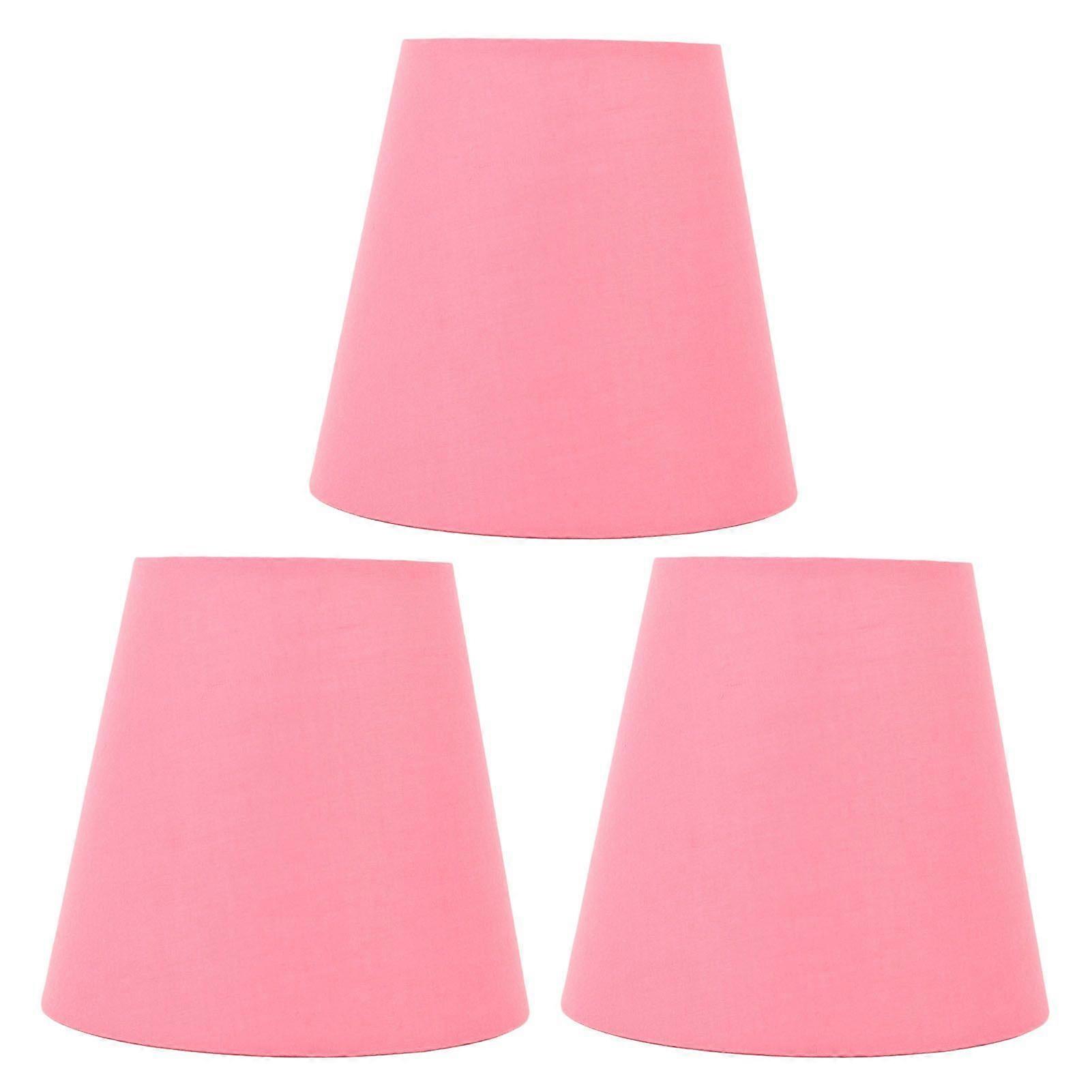 3pcs Cloth Fabric Lampshade Innovative E14 Intervention Type Modern Fabric Lampshade Dust Cover for Bedroom Bedside Pink