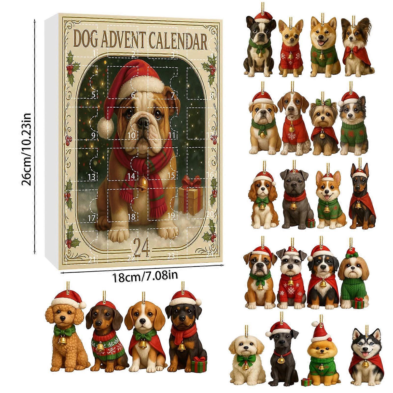 2025 Christmas Dog Lover Advent Calendar Blind Box Christmas Tree Decoration Acrylic Pendant
