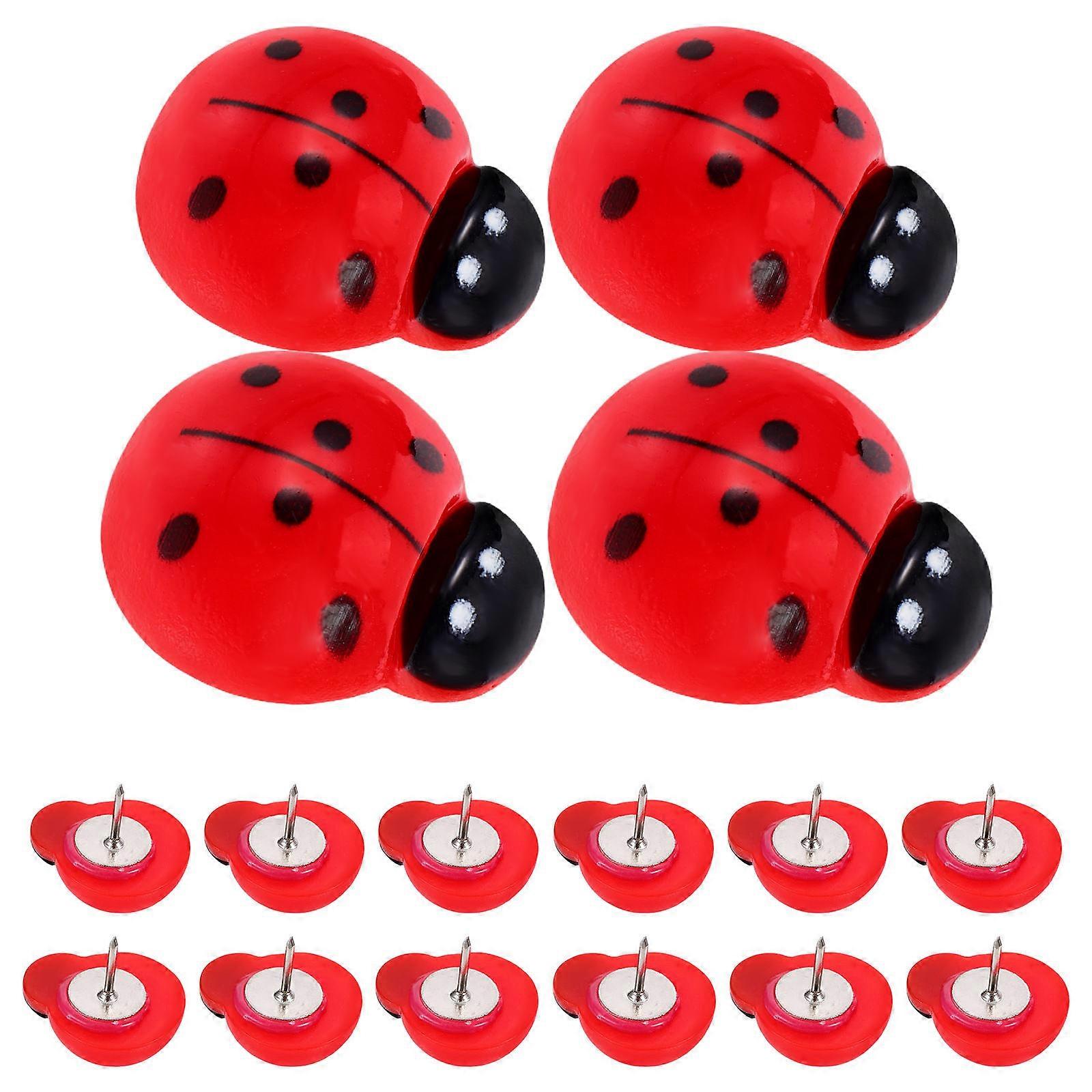 Office Ladybug Push Pins for Notice Boards 80Pcs Red Decorative Pins