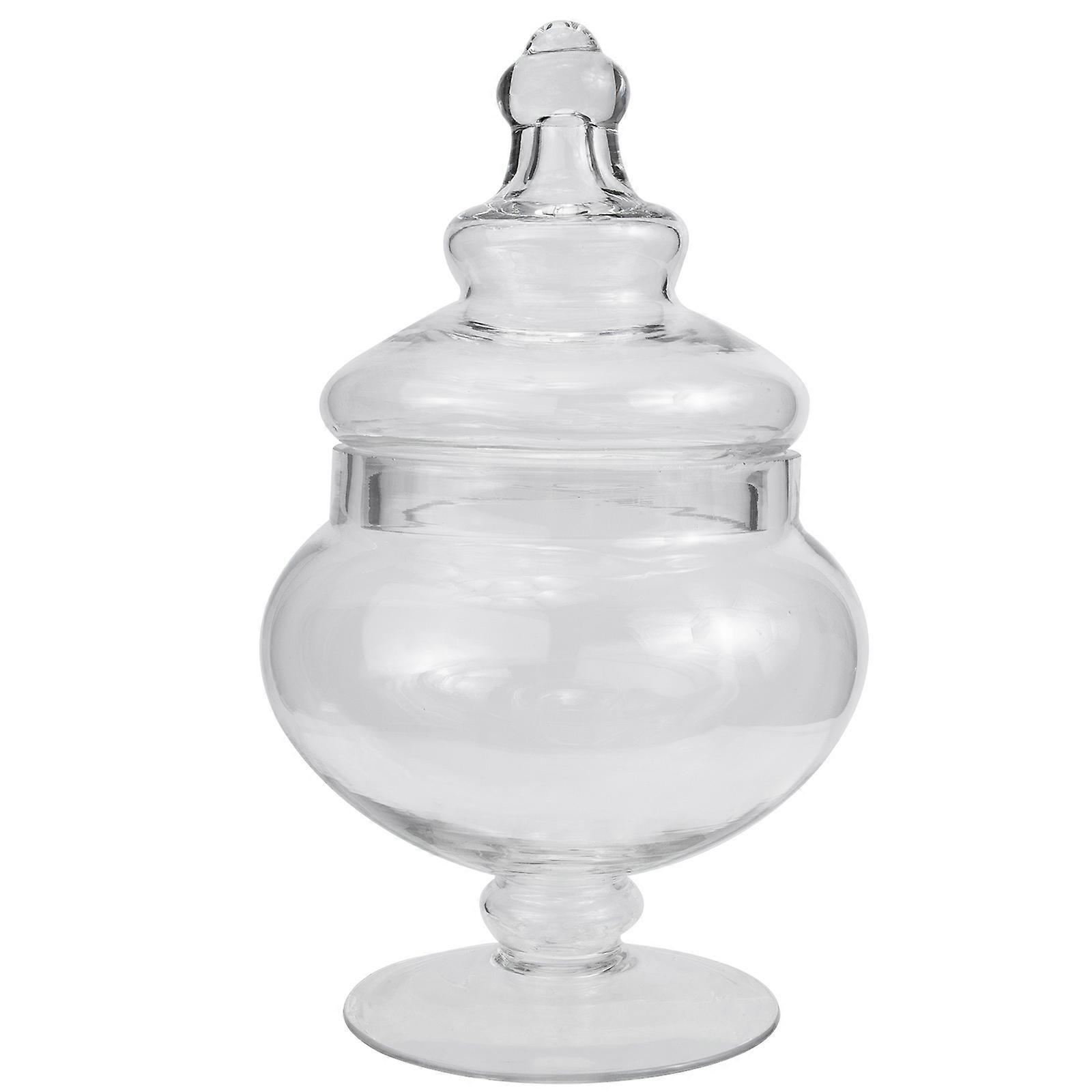Transparent Glass Candy Holder Container with Lid for Home Kitchen Usage 1Pack
